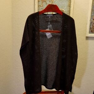 Neiman Marcus 100% Cashmere Dark Brown Woven Sweater Vest Size L